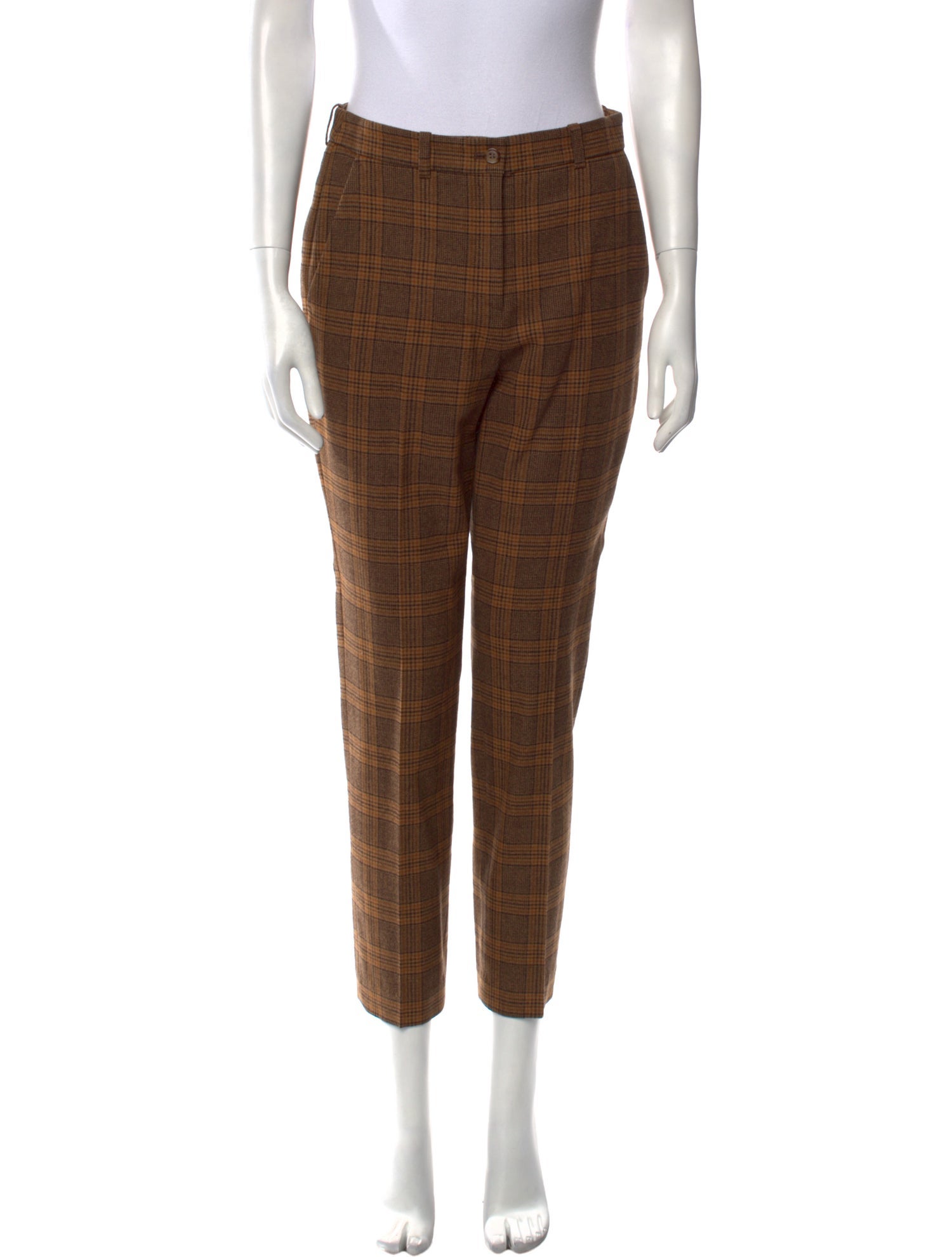 Michael Kors Collection Plaid Print Straight Leg Pants