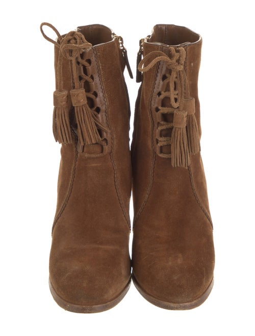 Michael Kors Collection Suede Tassel Accents Lace-Up Boots