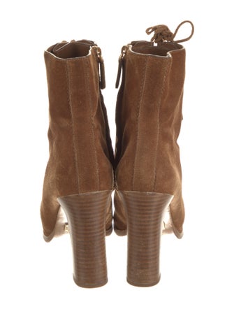 Michael Kors Collection Suede Tassel Accents Lace-Up Boots