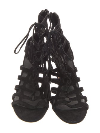 Michael Kors Collection Suede Tassel Accents Gladiator Sandals
