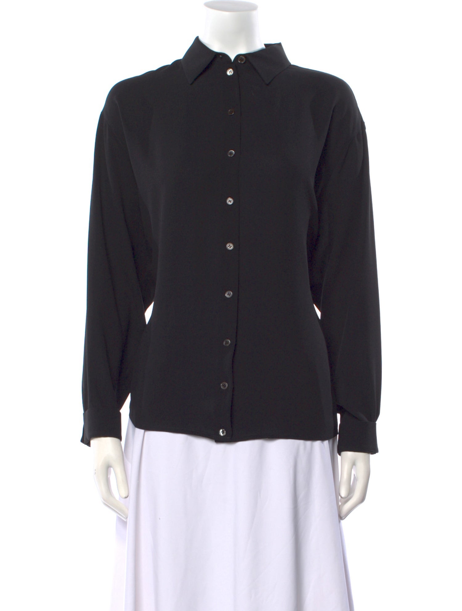 Michael Kors Collection Silk Long Sleeve Button-Up Top