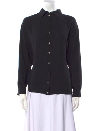 Michael Kors Collection Silk Long Sleeve Button-Up Top