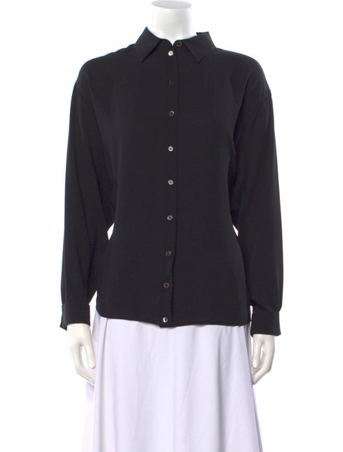 Michael Kors Collection Silk Long Sleeve Button-Up Top