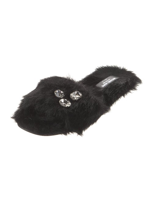 Michael Kors Collection Faux Fur Crystal Embellishments Slides