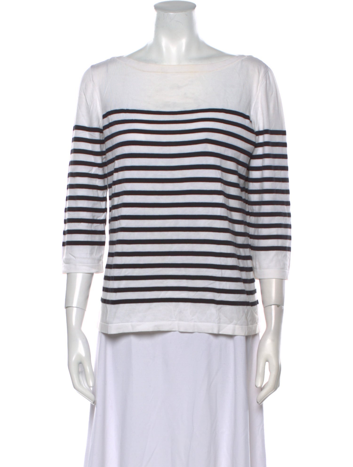 Michael Kors Collection Striped Bateau Neckline Top