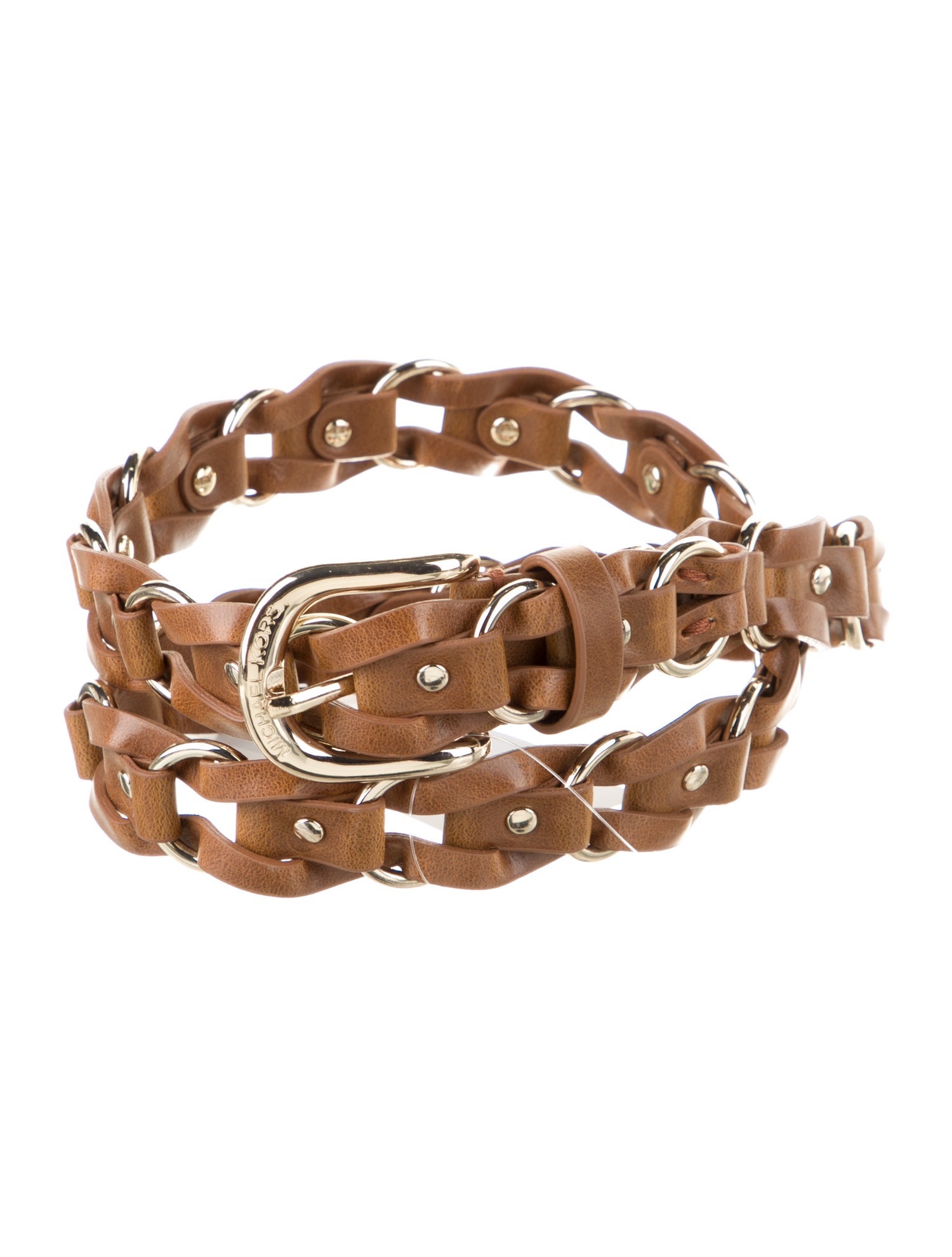 Michael Kors Collection Leather Chain-Link Accents Belt