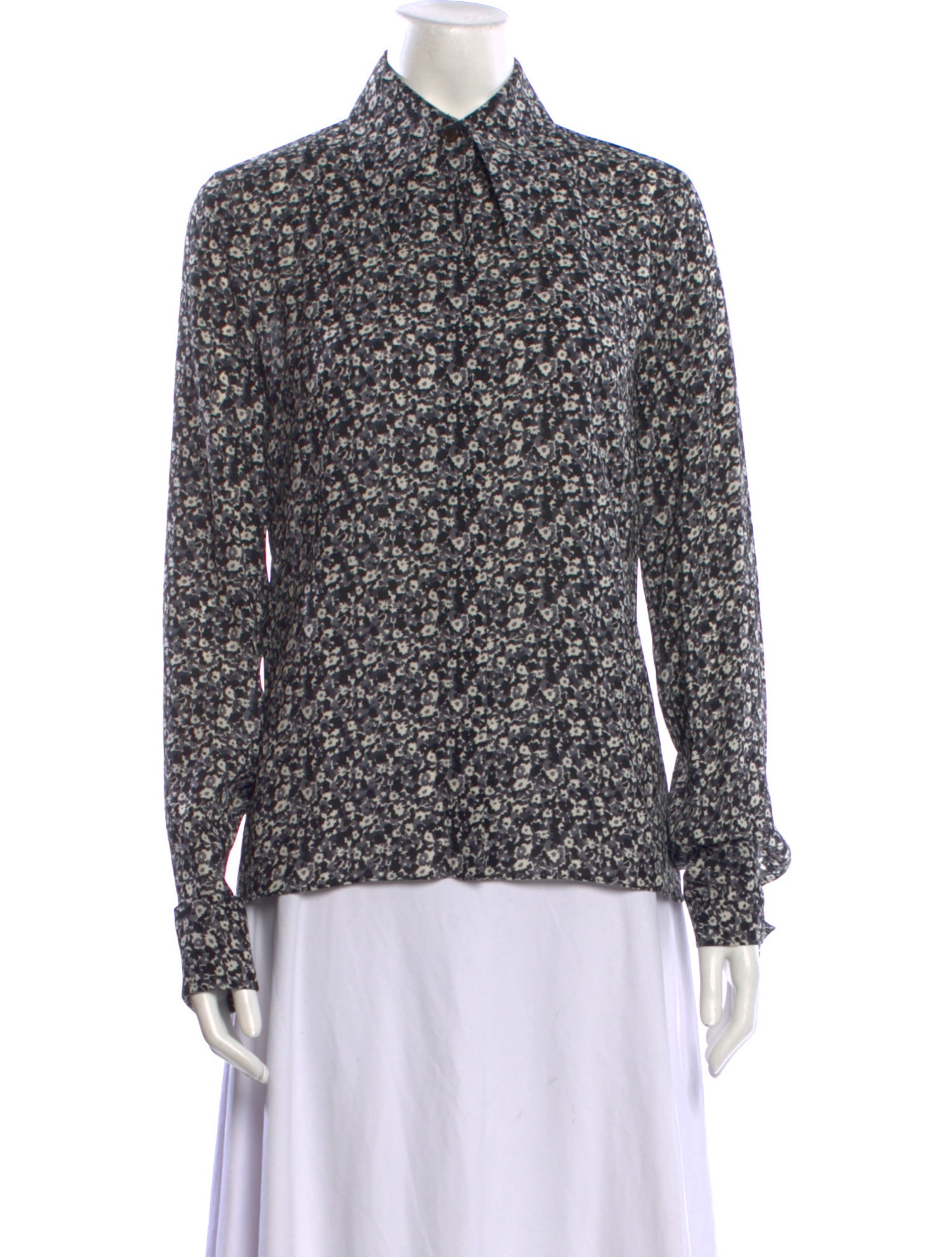 Michael Kors Collection Silk Printed Button-Up Top