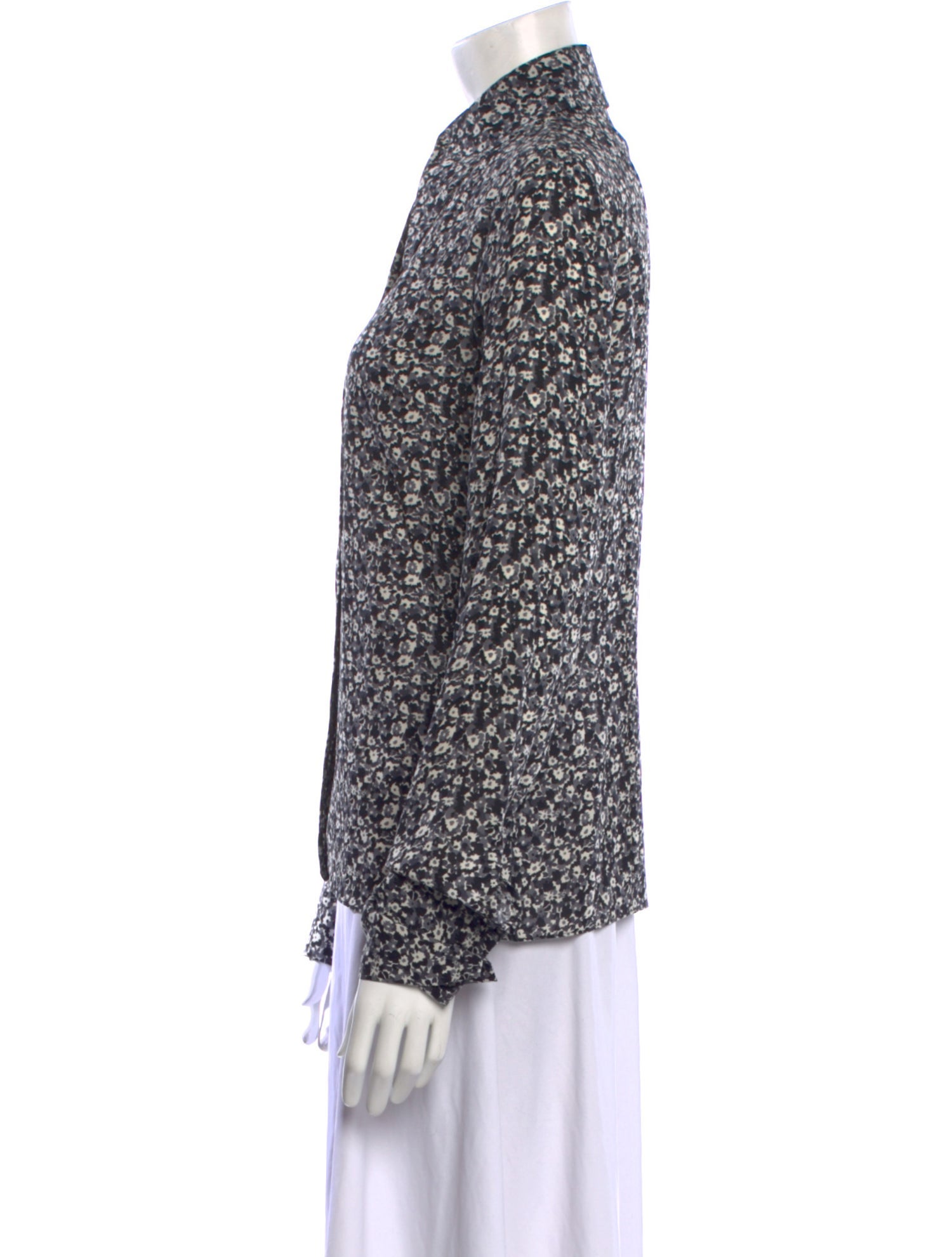 Michael Kors Collection Silk Printed Button-Up Top