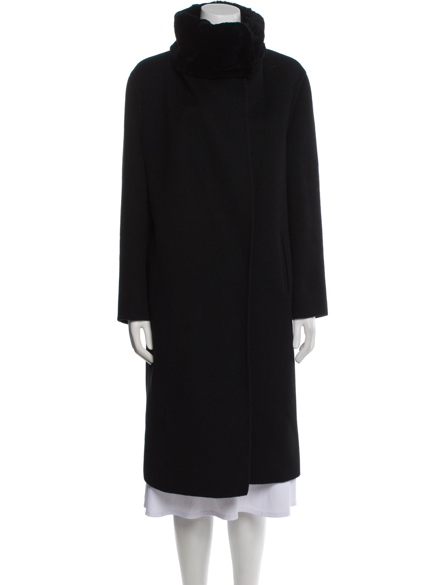 Michael Kors Collection Wool Faux Fur Coat