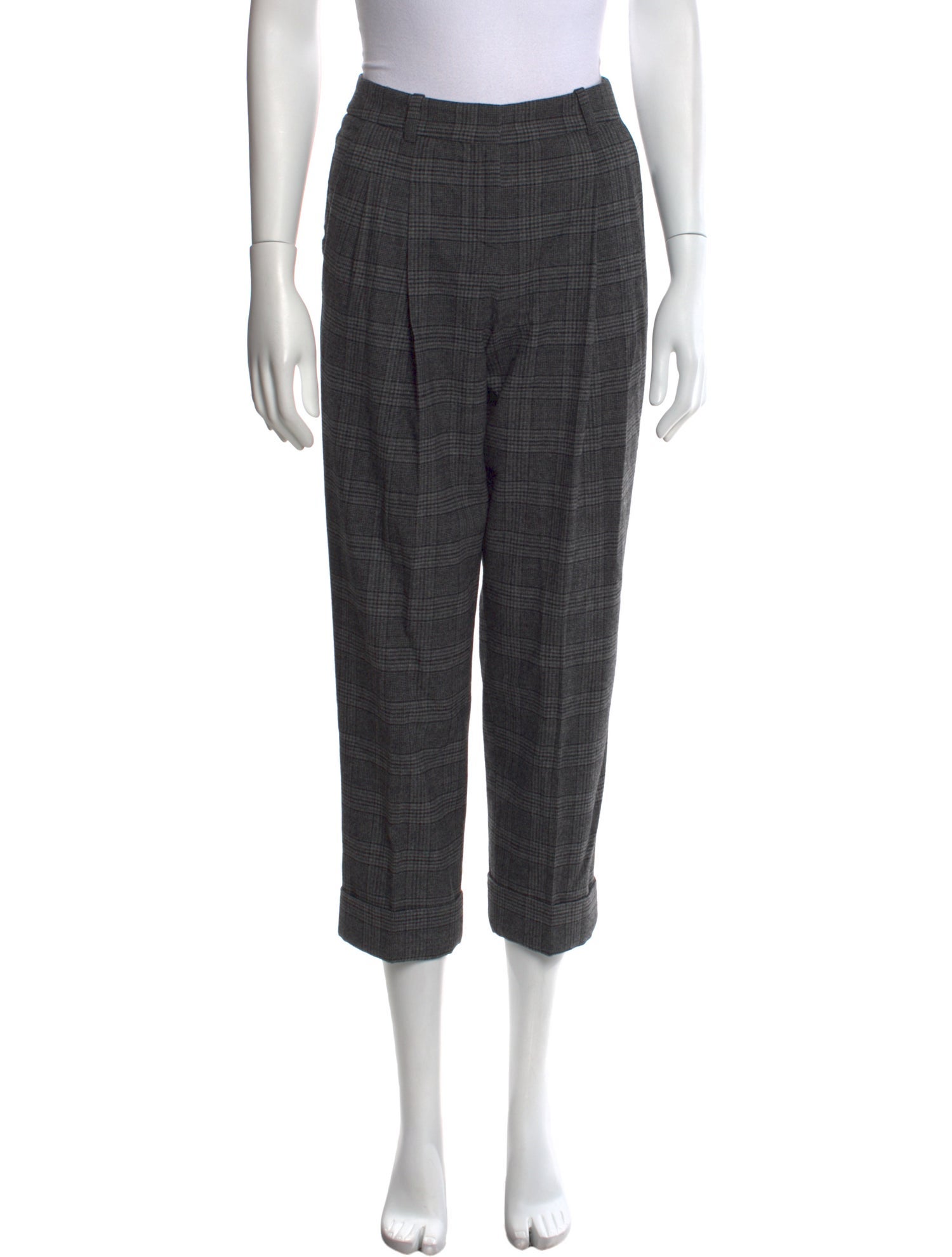 Michael Kors Collection Plaid Print Straight Leg Pants
