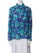 Michael Kors Collection Silk Floral Print Button-Up Top