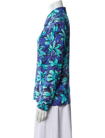 Michael Kors Collection Silk Floral Print Button-Up Top