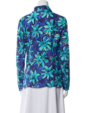Michael Kors Collection Silk Floral Print Button-Up Top