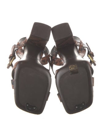 Michael Kors Collection Leather Animal Print Slingback Sandals