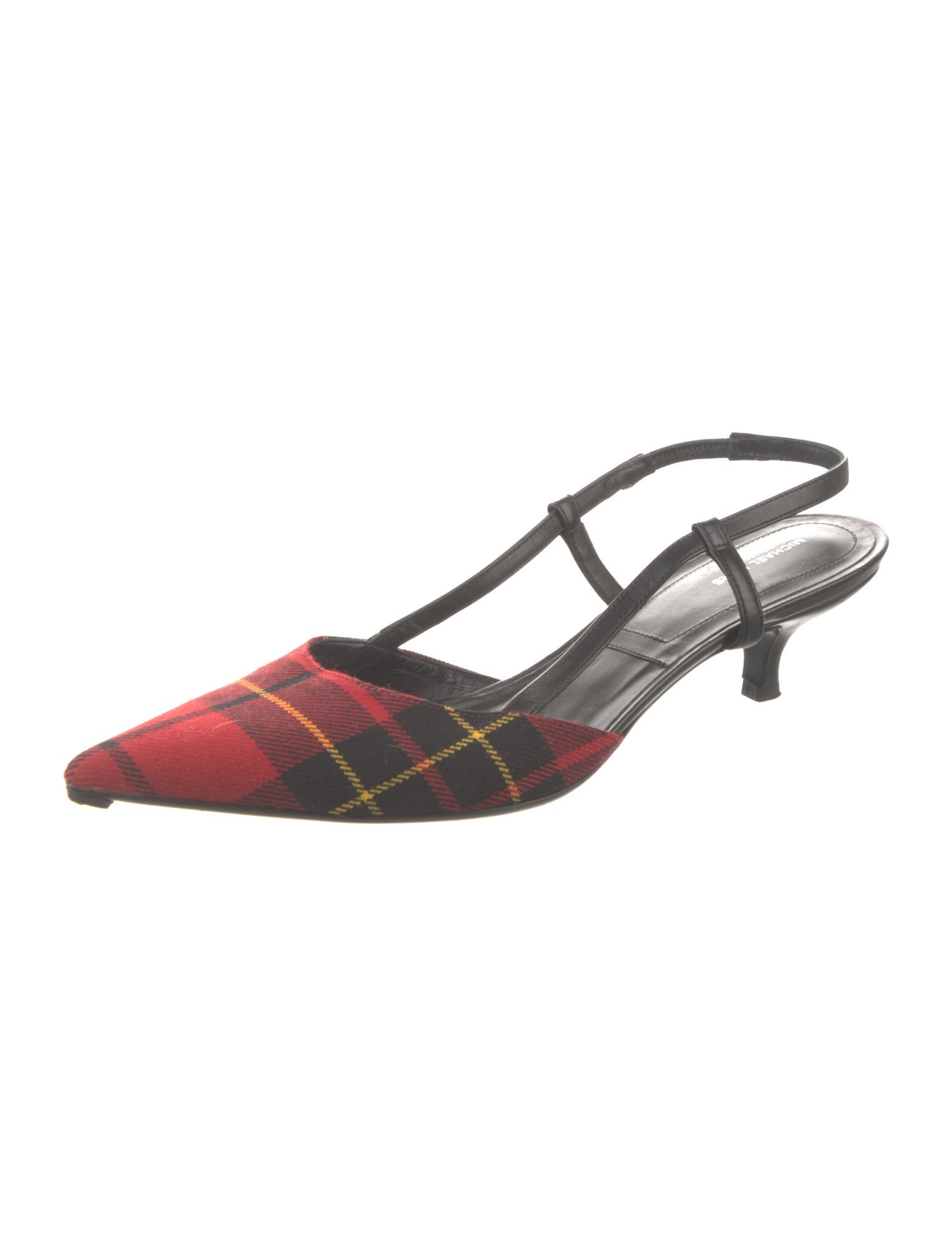 Michael Kors Collection Canvas Plaid Print Slingback Pumps