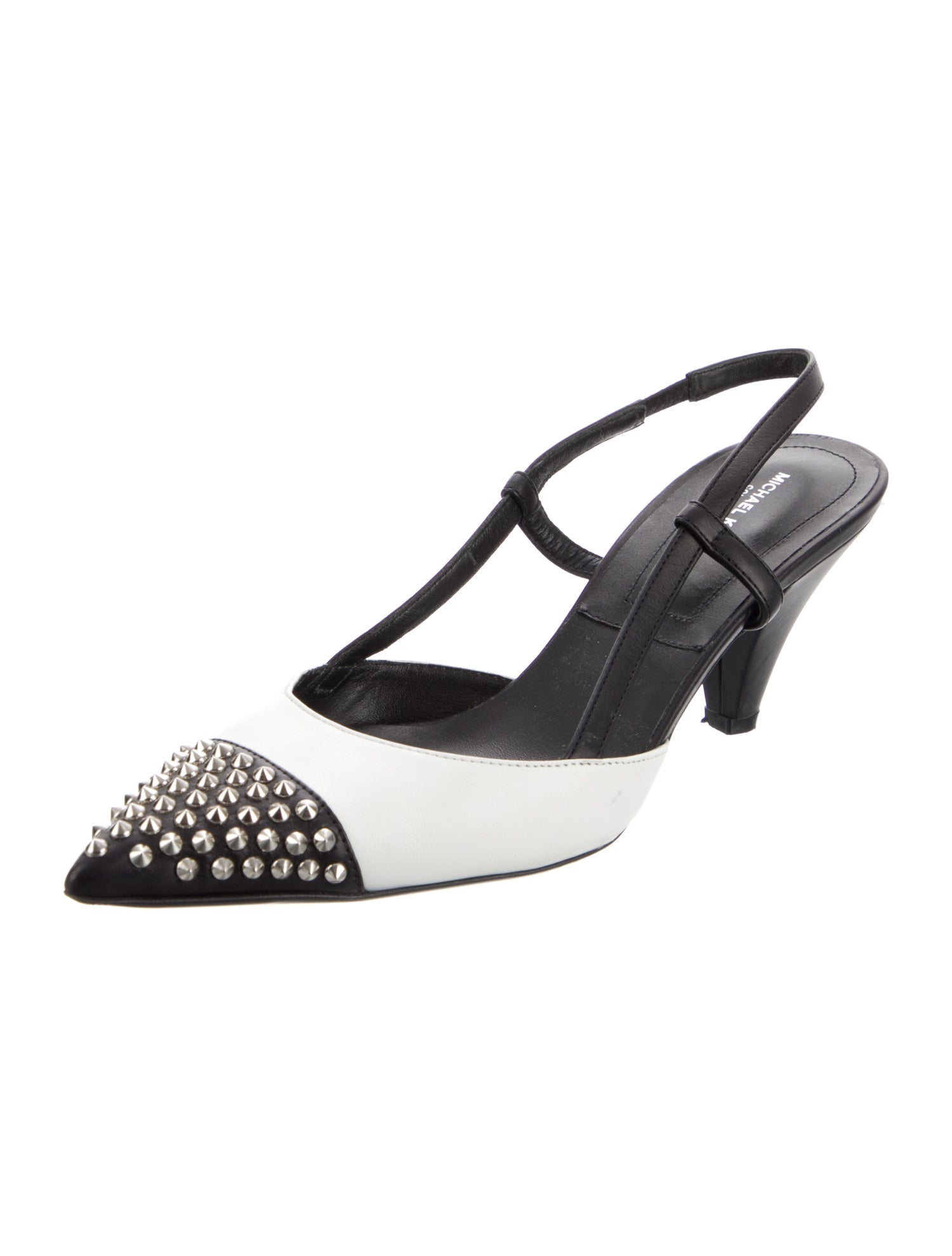 Michael Kors Collection Leather Colorblock Pattern Slingback Pumps