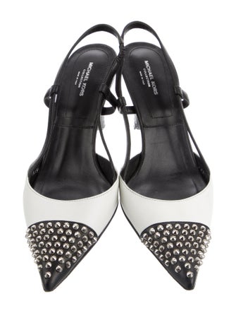 Michael Kors Collection Leather Colorblock Pattern Slingback Pumps