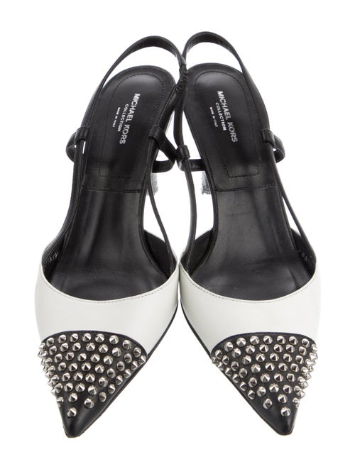 Michael Kors Collection Leather Colorblock Pattern Slingback Pumps