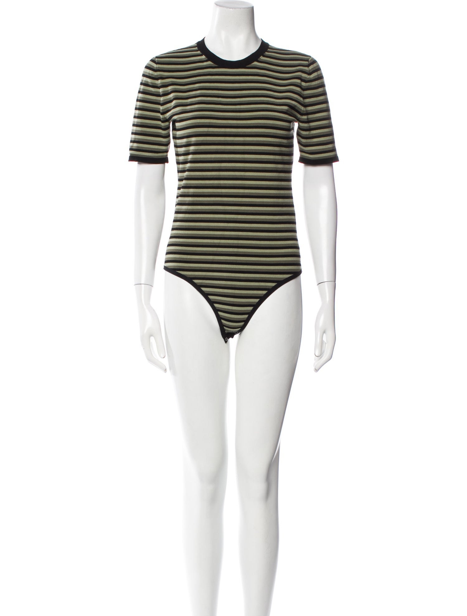 Michael Kors Collection Striped Crew Neck Bodysuit