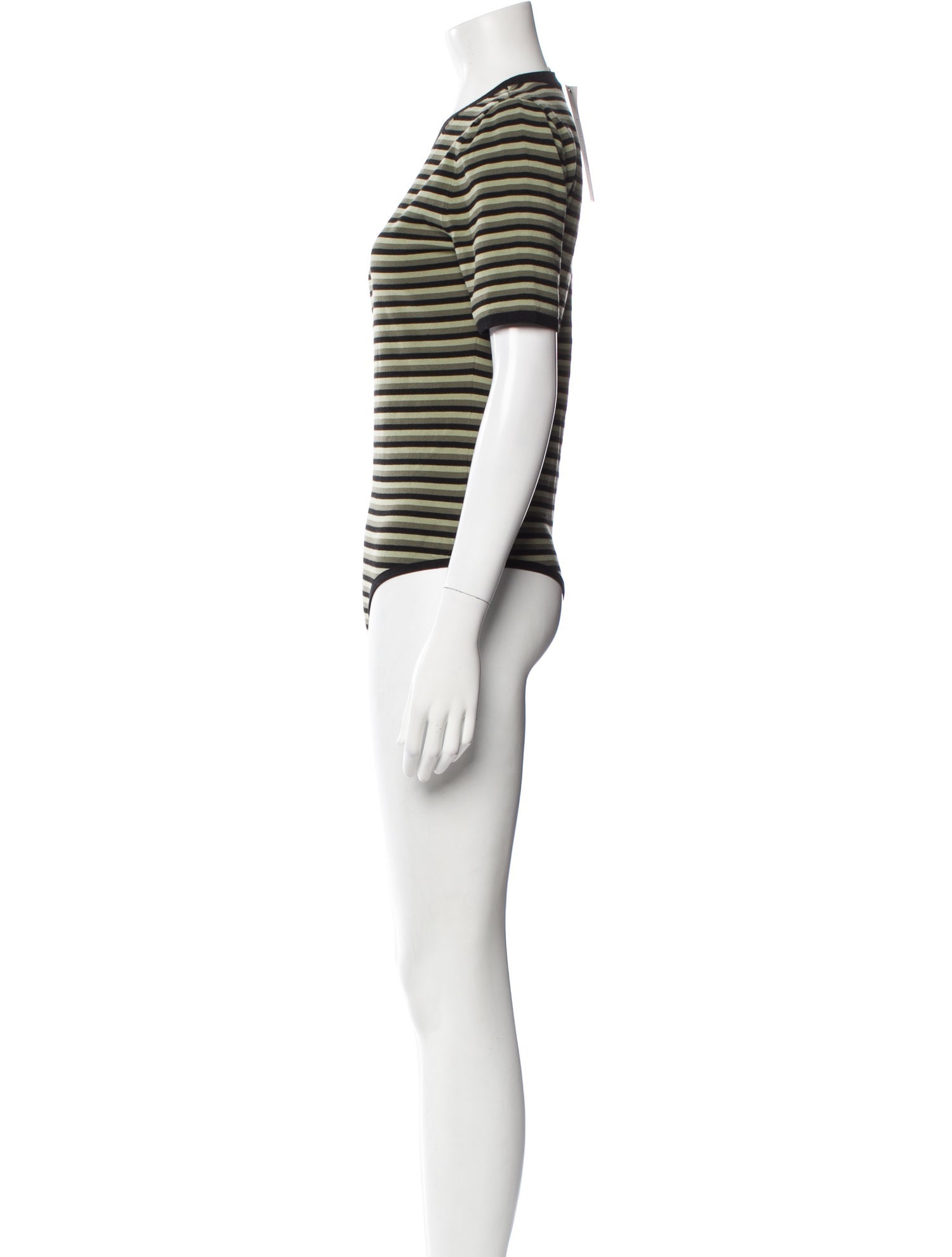 Michael Kors Collection Striped Crew Neck Bodysuit