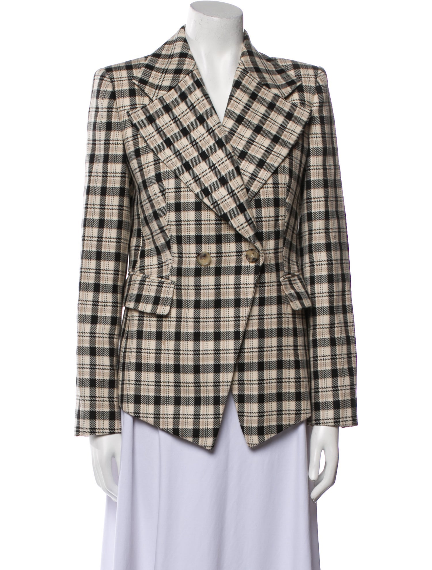 Michael Kors Collection Virgin Wool Plaid Print Blazer