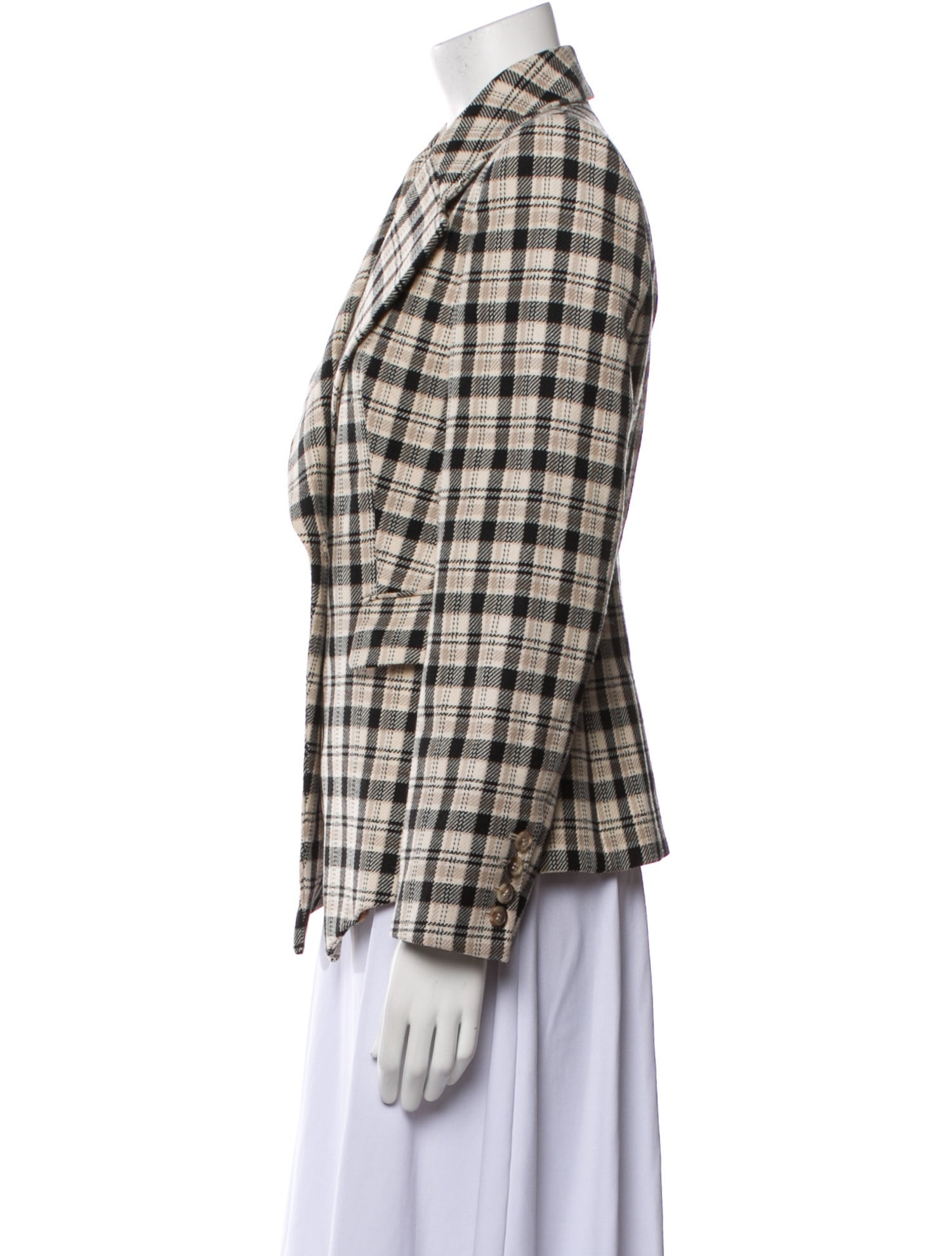 Michael Kors Collection Virgin Wool Plaid Print Blazer