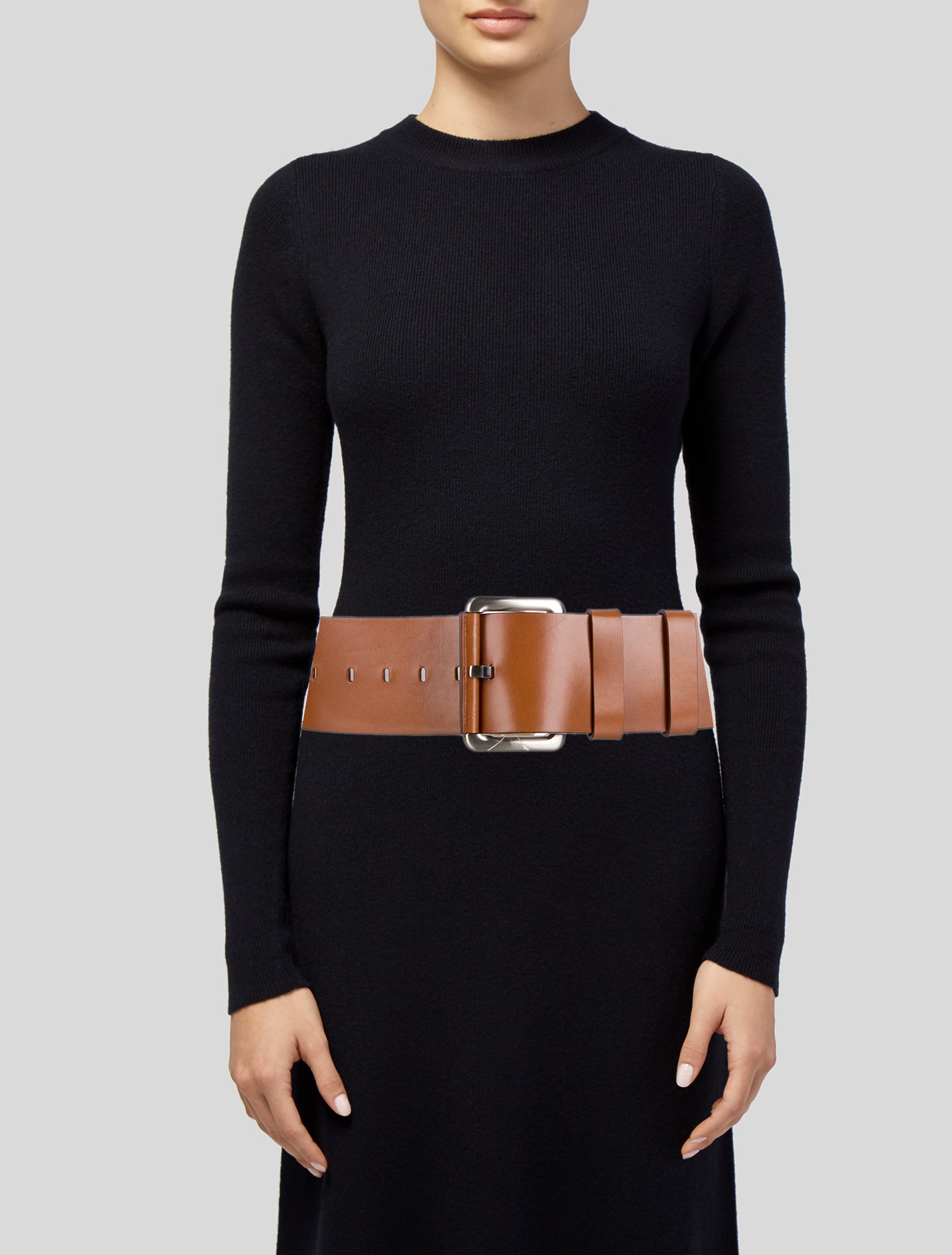 Michael Kors Collection Wide Leather Waist Belt