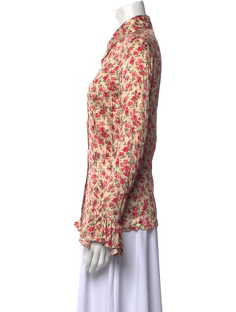 Michael Kors Collection Silk Floral Print Button-Up Top