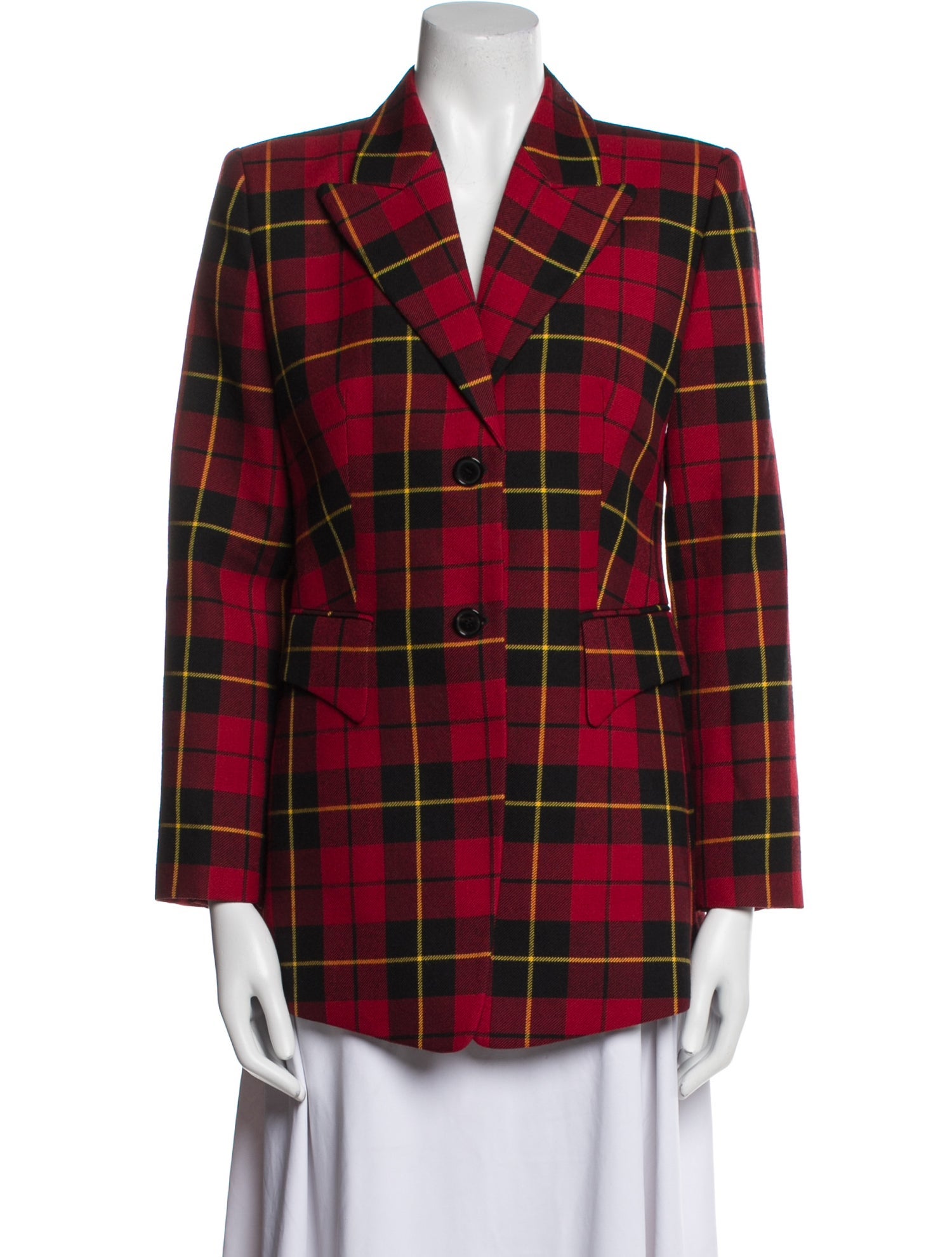 Michael Kors Collection Virgin Wool Plaid Print Blazer
