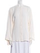 Michael Kors Collection Silk Mock Neck Button-Up Top