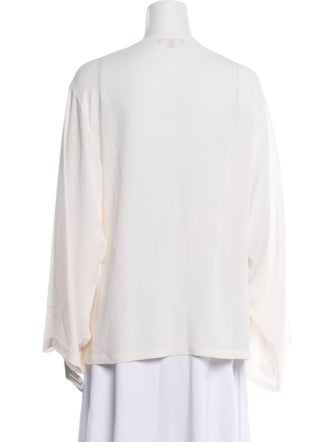 Michael Kors Collection Silk Mock Neck Button-Up Top