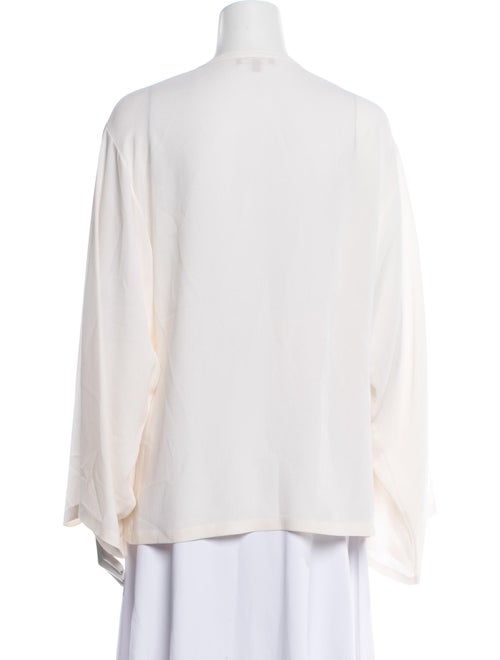 Michael Kors Collection Silk Mock Neck Button-Up Top