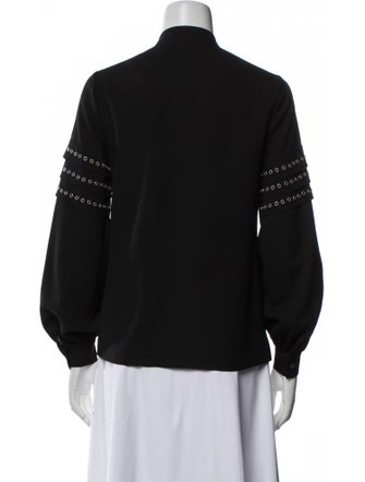 Michael Kors Collection Mock Neck Long Sleeve Button-Up Top