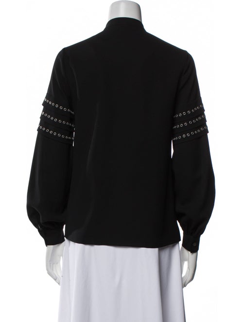 Michael Kors Collection Mock Neck Long Sleeve Button-Up Top