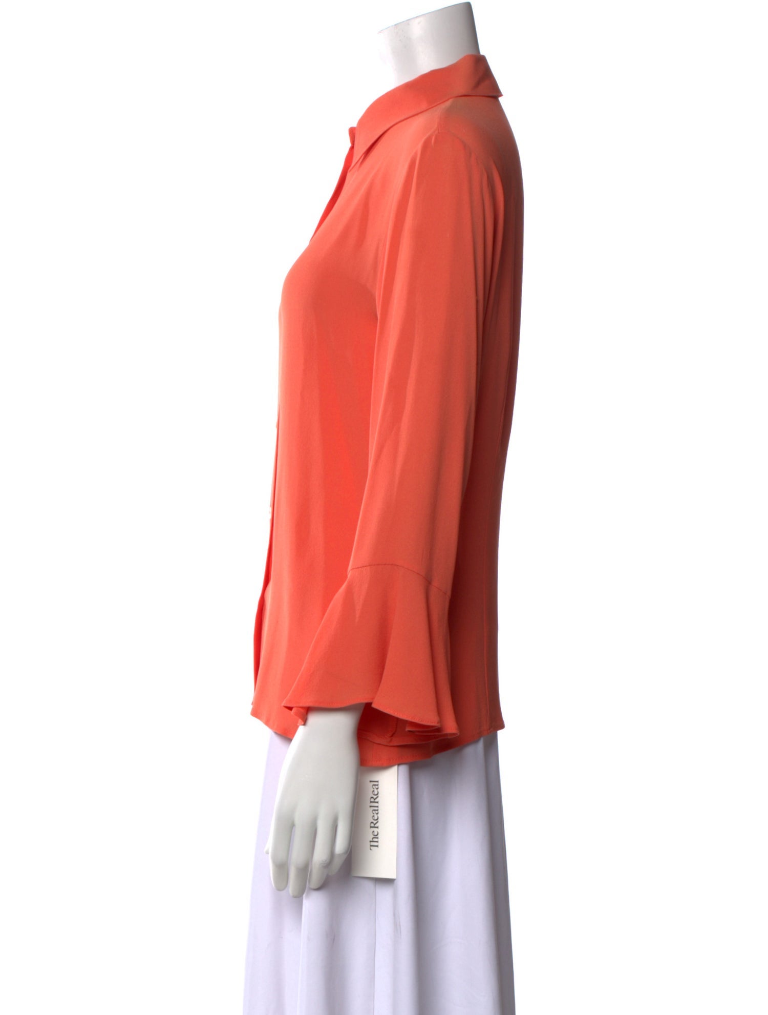 Michael Kors Collection Silk Three-Quarter Sleeve Button-Up Top