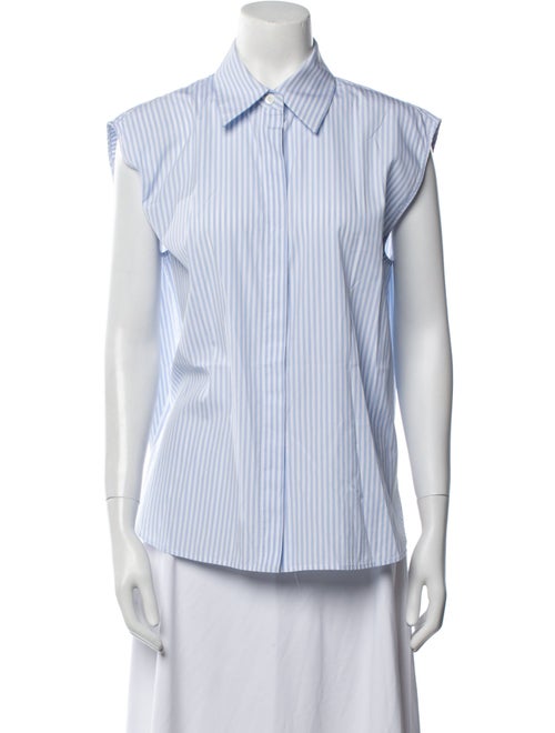Michael Kors Collection Striped Short Sleeve Button-Up Top