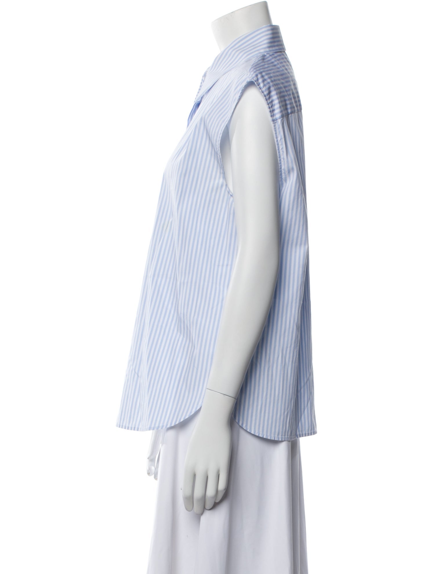 Michael Kors Collection Striped Short Sleeve Button-Up Top