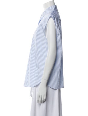 Michael Kors Collection Striped Short Sleeve Button-Up Top