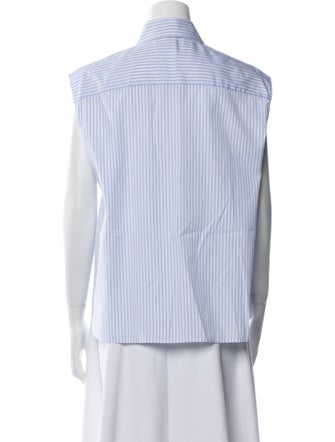 Michael Kors Collection Striped Short Sleeve Button-Up Top