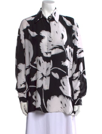 Michael Kors Collection Silk Printed Button-Up Top