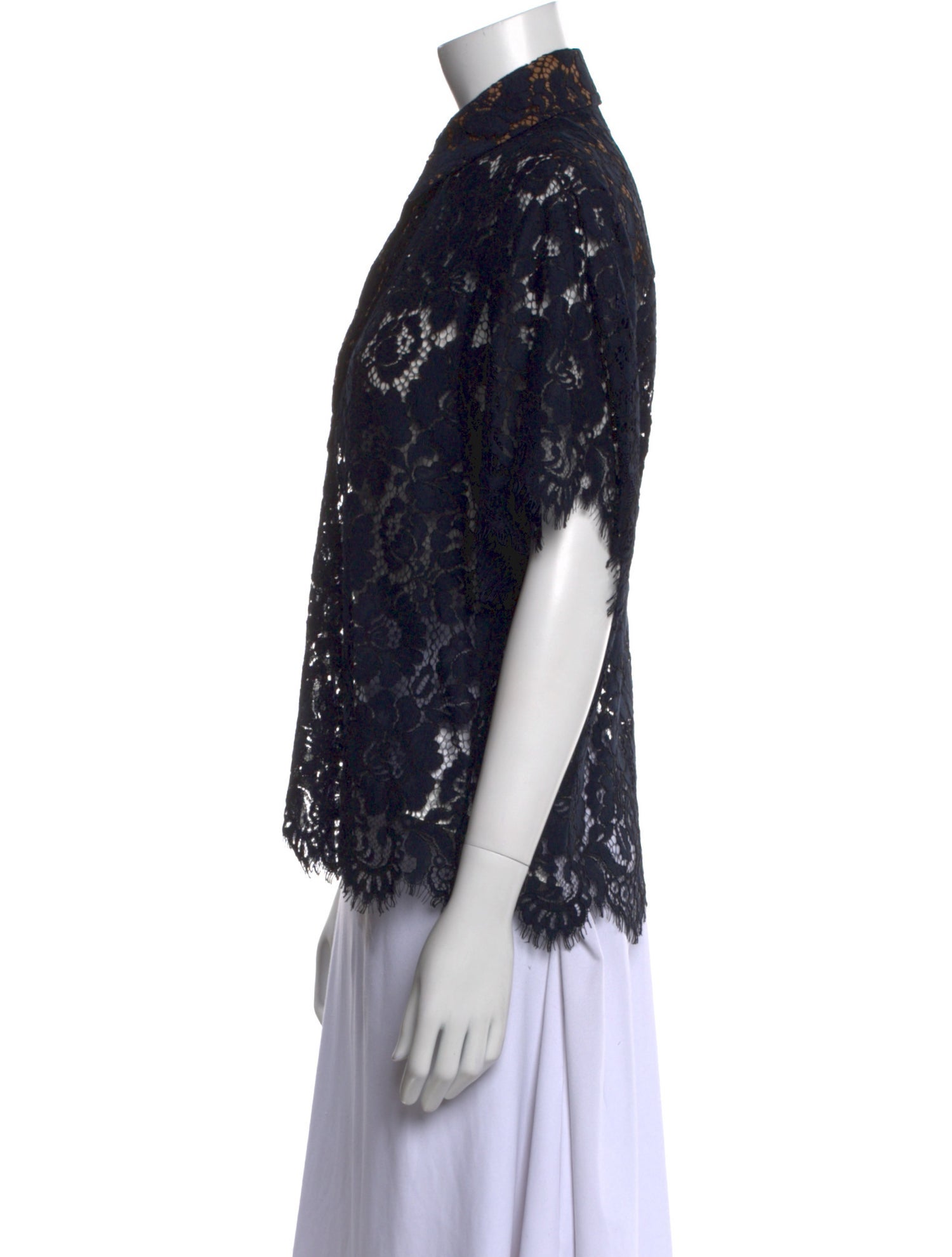 Michael Kors Collection Silk Lace Pattern Button-Up Top