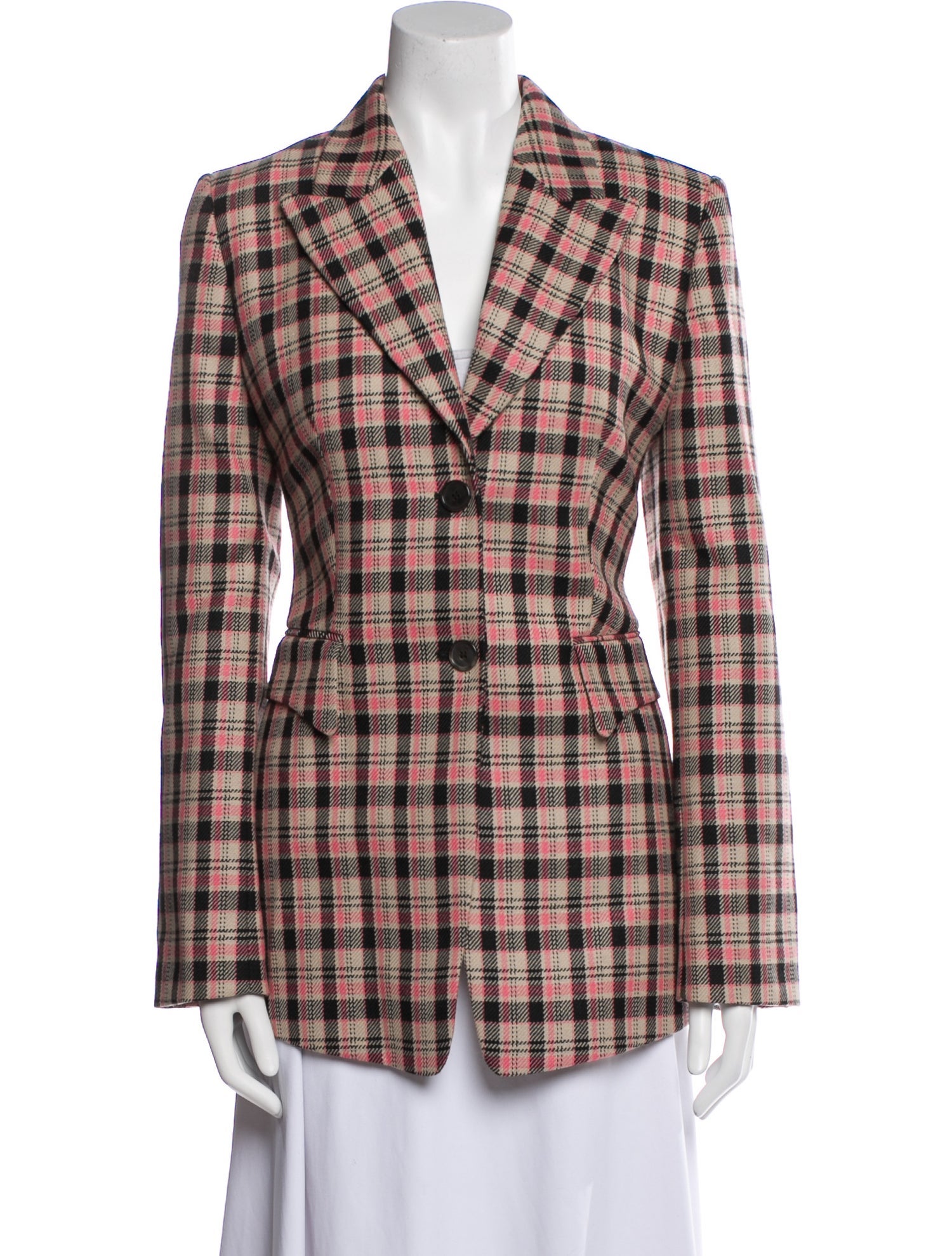 Michael Kors Collection Virgin Wool Plaid Print Blazer