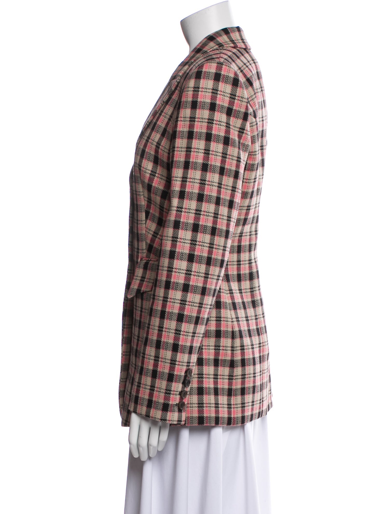 Michael Kors Collection Virgin Wool Plaid Print Blazer