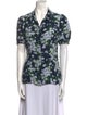 Michael Kors Collection Floral Print Short Sleeve Button-Up Top