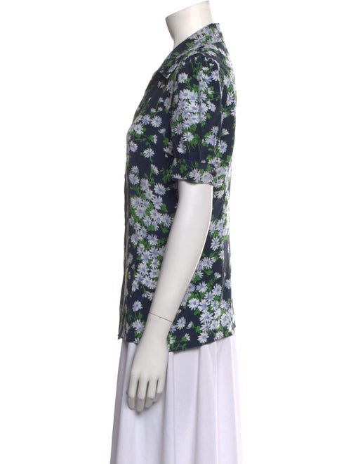 Michael Kors Collection Floral Print Short Sleeve Button-Up Top