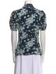 Michael Kors Collection Floral Print Short Sleeve Button-Up Top