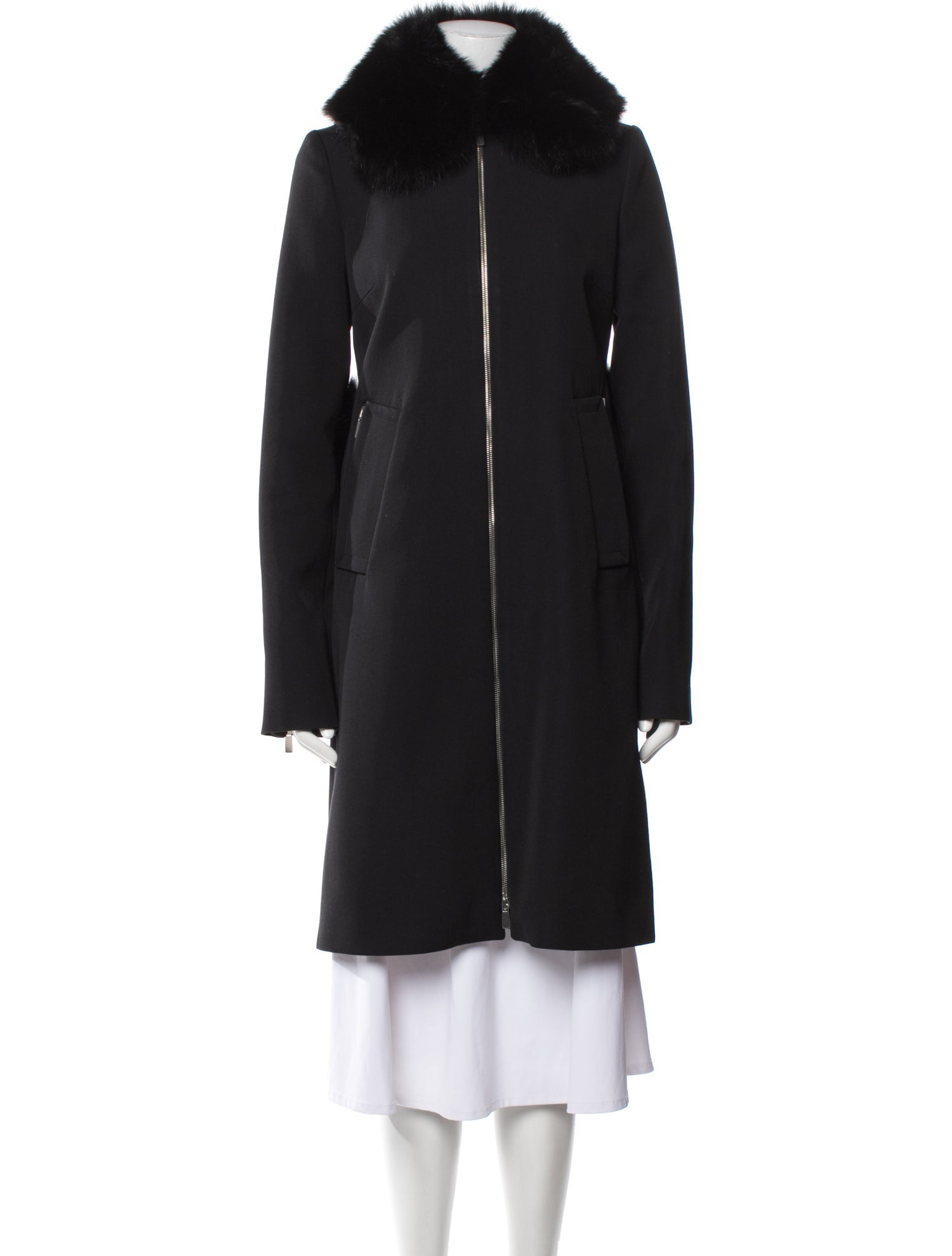 Michael Kors Collection Wool Faux Fur Coat