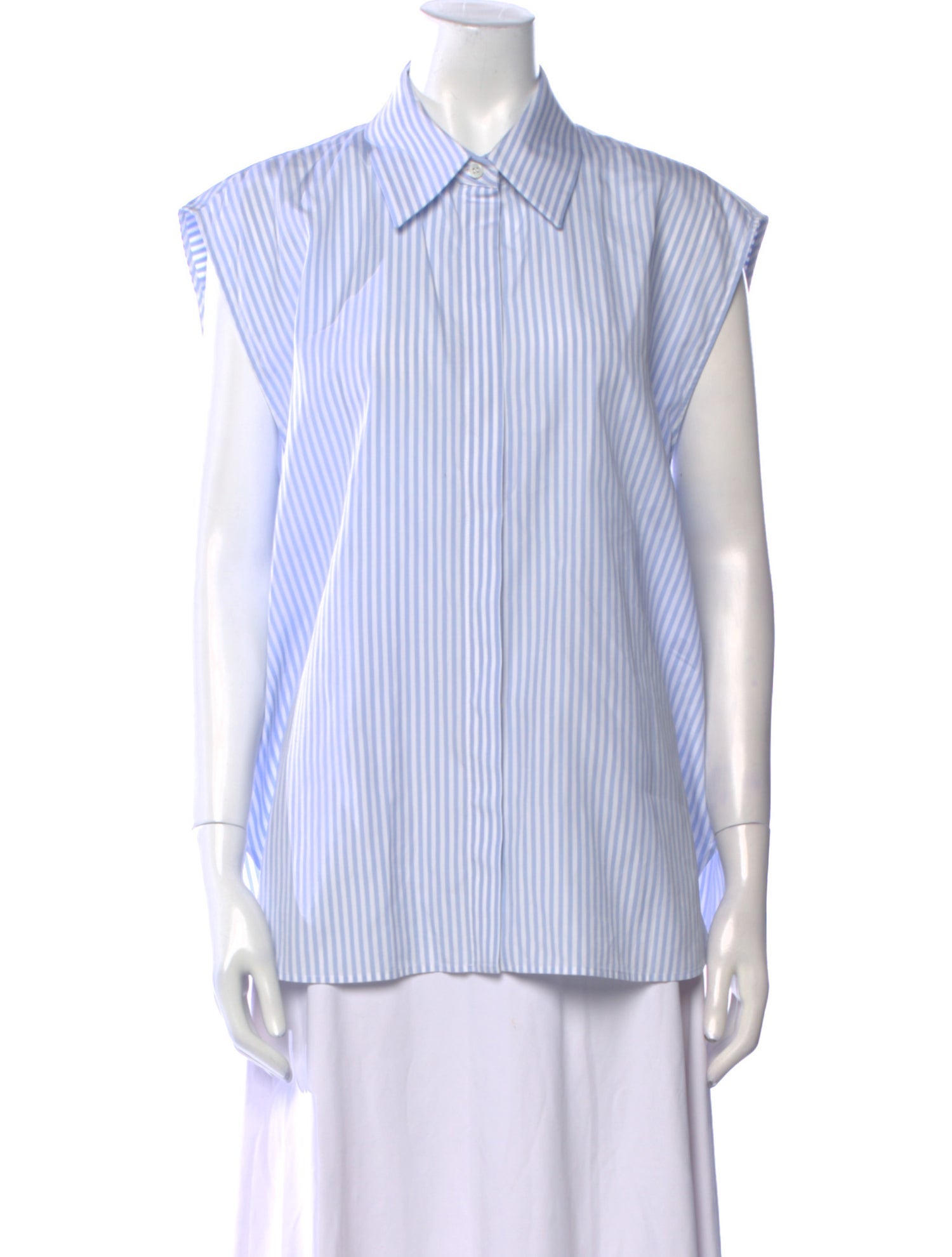 Michael Kors Collection Striped Short Sleeve Button-Up Top