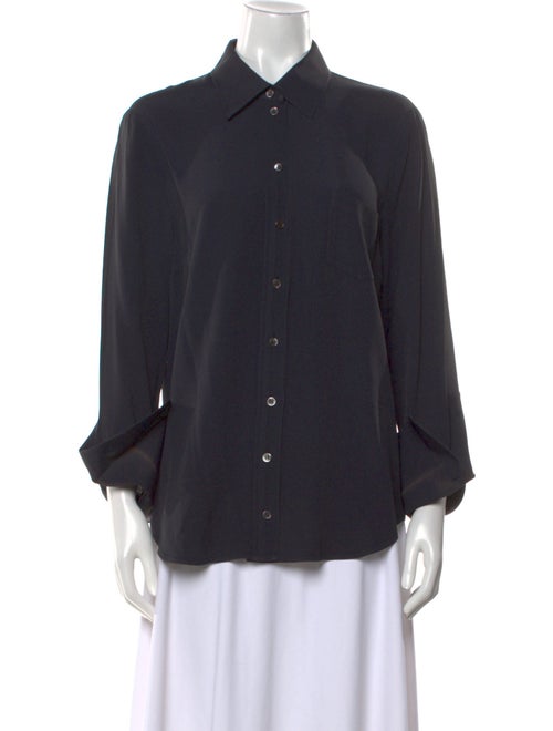 Michael Kors Collection Silk Long Sleeve Button-Up Top