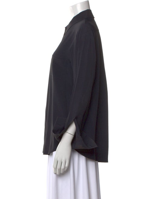 Michael Kors Collection Silk Long Sleeve Button-Up Top